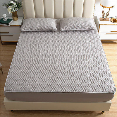 Solid Color Bed Sheet One-piece Cotton Bedspread Quilted Non-slip Mattress Cover Thick Simmons Protective Cover