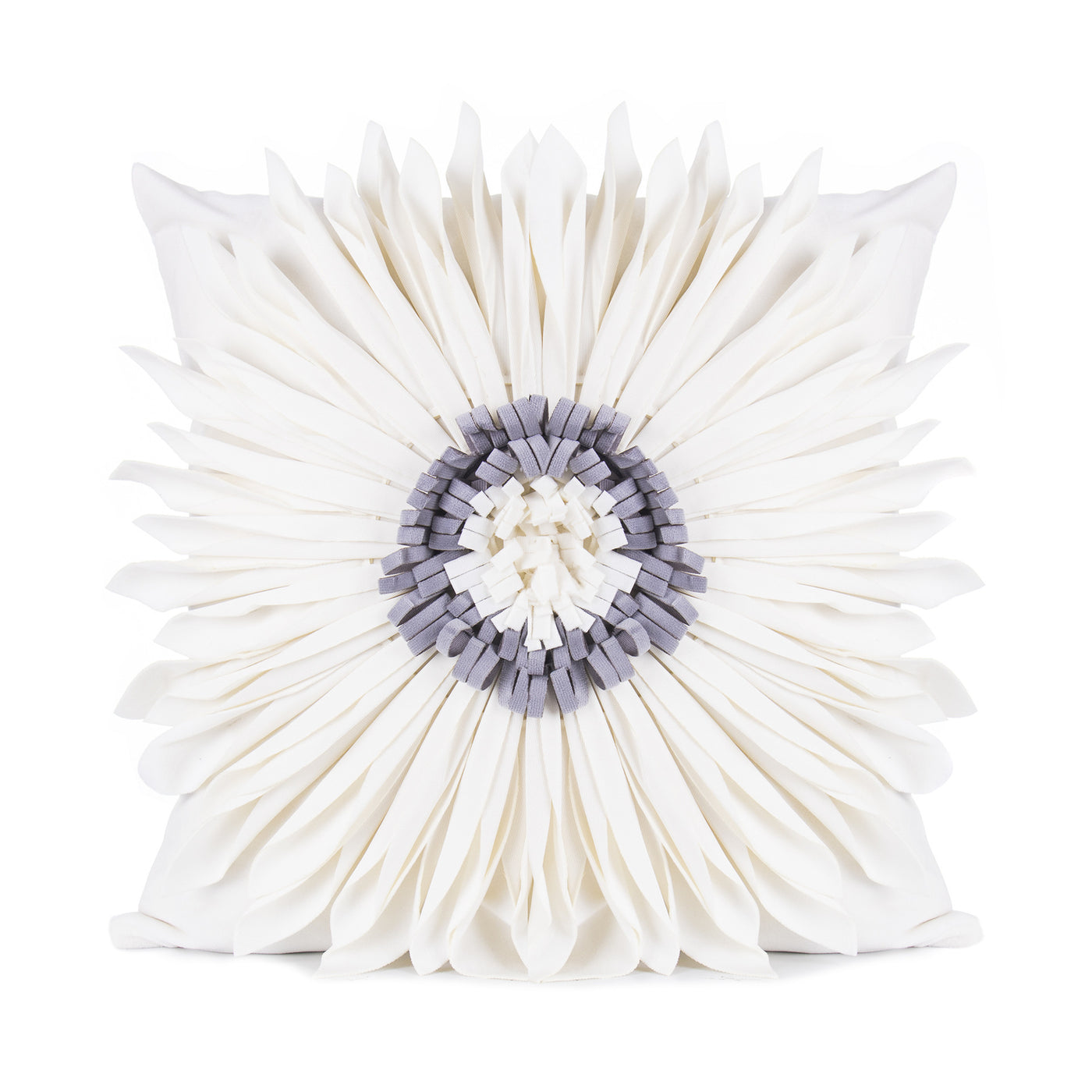 Fashion Modern Style White Throw Pillows Velvet Stitching 3D Chrysanthemum Cushion Waist Pillow Blue Cushion Case