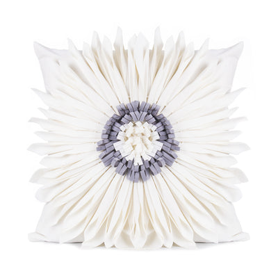 Fashion Modern Style White Throw Pillows Velvet Stitching 3D Chrysanthemum Cushion Waist Pillow Blue Cushion Case