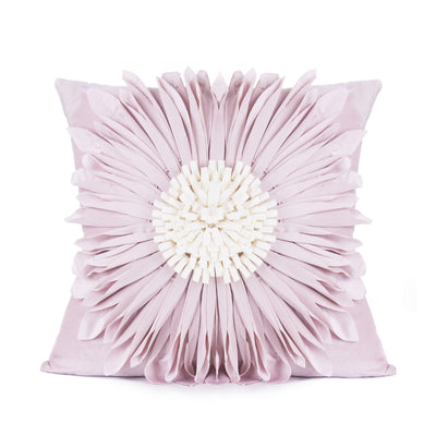 Fashion Modern Style White Throw Pillows Velvet Stitching 3D Chrysanthemum Cushion Waist Pillow Blue Cushion Case